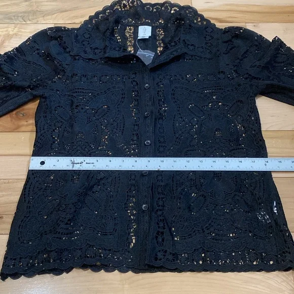 Joie Elegant Black Lace Blouse with Gorgeous Collar - Picture 4 of 15